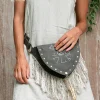 Chintamani Alchemistry Fringy Banana Bag / Dark Gray^ Canvas Hip Bags