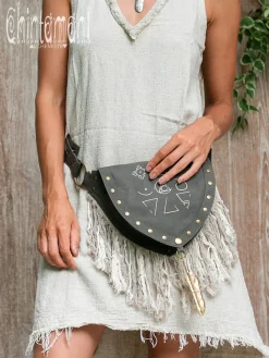 Chintamani Alchemistry Fringy Banana Bag / Dark Gray^ Canvas Hip Bags