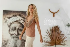 Chintamani Alchemistry Fringy Linen Top / Dusty Pink^ Tank Top