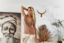 Chintamani Alchemistry Fringy Linen Top / Dusty Pink^ Tank Top