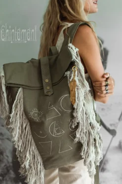 Chintamani Alchemistry Fringy RollTop Backpack / Army Green^ Backpacks & Bags