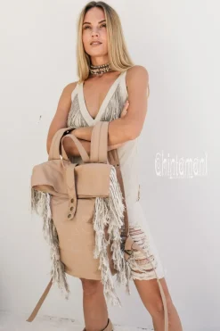 Chintamani Alchemistry Fringy RollTop Backpack / Beige^ Backpacks & Bags