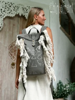 Chintamani Alchemistry Fringy RollTop Backpack / Dark Gray^ Backpacks & Bags