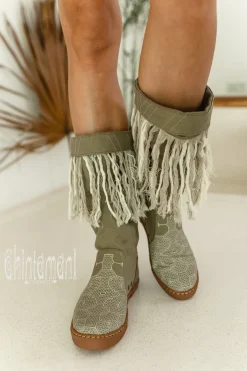 Chintamani Alchemistry Fringy Tribal Boots / Army Green^ Boots