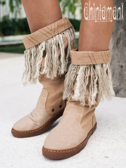 Chintamani Alchemistry Fringy Tribal Boots / Beige^ Boots