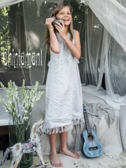 Chintamani Alchemistry Girls Linen Dress / Grey^Kids For Kids