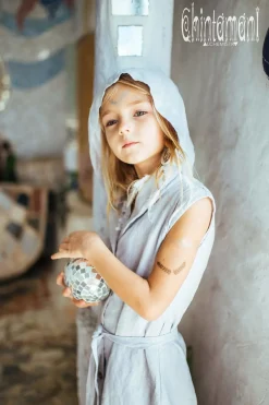 Chintamani Alchemistry Girls Linen Tunic / Grey^Kids For Kids