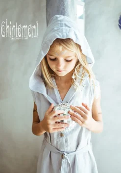 Chintamani Alchemistry Girls Linen Tunic / Grey^Kids For Kids