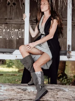 Chintamani Alchemistry High Flower Boots / Grey^ Boots