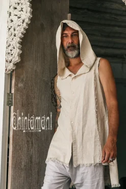Chintamani Alchemistry Hooded Printed Shirt / Off White^ Button Shirt