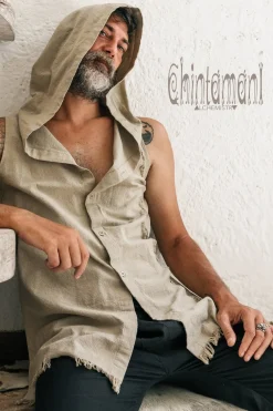 Chintamani Alchemistry Hooded Printed Shirt / Sage Green^ Button Shirt