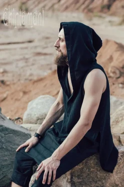 Chintamani Alchemistry Hooded Ripped Shirt / Black^ Button Shirt
