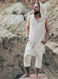 Chintamani Alchemistry Hooded Ripped Shirt / Off White^ Button Shirt