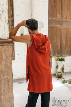 Chintamani Alchemistry Hooded Ripped Shirt / Red Ochre^ Button Shirt