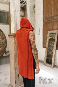 Chintamani Alchemistry Hooded Ripped Shirt / Red Ochre^ Button Shirt