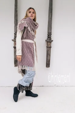 Chintamani Alchemistry Jacquard Cotton Coat / Red & White^ Jackets & Coats