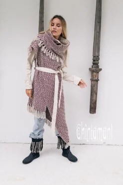 Chintamani Alchemistry Jacquard Cotton Coat / Red & White^ Jackets & Coats