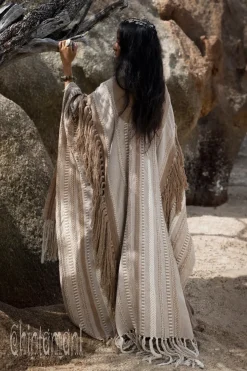 Chintamani Alchemistry Jacquard Tassel Poncho / Coffee^ Kimono & Cover Up