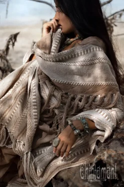 Chintamani Alchemistry Jacquard Tassel Poncho / Coffee^ Kimono & Cover Up