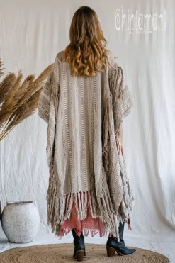 Chintamani Alchemistry Jacquard Tassel Poncho / Coffee^ Kimono & Cover Up