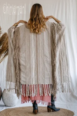 Chintamani Alchemistry Jacquard Tassel Poncho / Coffee^ Kimono & Cover Up