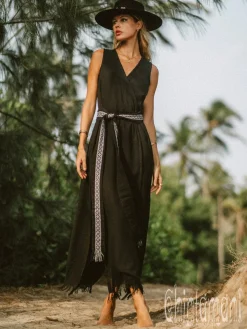 Chintamani Alchemistry Jacquard Wrap Dress / Black^ Wrap Dress|Maxi Dress