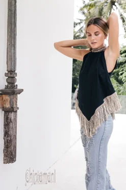 Chintamani Alchemistry Linen Corner Top / Black^ Tank Top