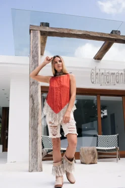 Chintamani Alchemistry Linen Corner Top / Red Ochre^ Tank Top