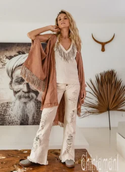 Chintamani Alchemistry Linen Fringed Kimono / Dusty Pink^ Kimono & Cover Up