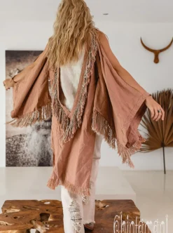 Chintamani Alchemistry Linen Fringed Kimono / Dusty Pink^ Kimono & Cover Up
