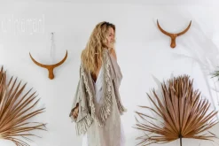 Chintamani Alchemistry Linen Fringed Kimono / Natural Gray^ Kimono & Cover Up