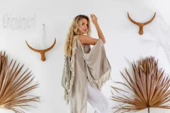 Chintamani Alchemistry Linen Fringed Kimono / Natural Gray^ Kimono & Cover Up