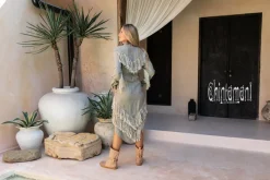 Chintamani Alchemistry Linen Fringe Shirt Dress / Sage Green^ Shirt Dress|Mini & Midi Dress