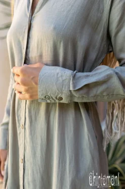 Chintamani Alchemistry Linen Fringe Shirt Dress / Sage Green^ Shirt Dress|Mini & Midi Dress