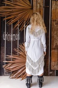 Chintamani Alchemistry Linen Fringe Shirt Dress / White^ Shirt Dress|Mini & Midi Dress