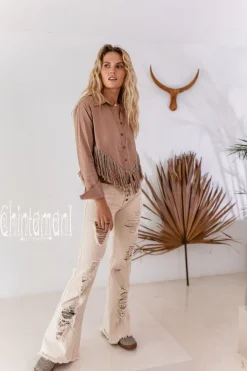 Chintamani Alchemistry Linen Fringe Shirt / Dusty Pink^ Button Shirt