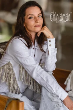 Chintamani Alchemistry Linen Fringe Shirt / White^ Button Shirt