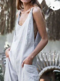 Chintamani Alchemistry Linen Jumpsuit 3/4 / Light Grey^ Jumpsuits