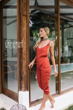 Chintamani Alchemistry Linen Jumpsuit 3/4 / Red Ochre^ Jumpsuits