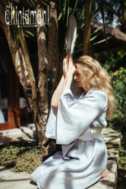 Chintamani Alchemistry Linen Maxi Kimono / Light Grey^ Kimono & Cover Up