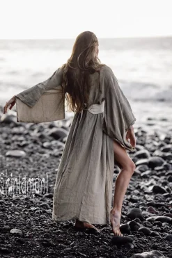Chintamani Alchemistry Linen Maxi Kimono / Unbleached Grey^ Kimono & Cover Up
