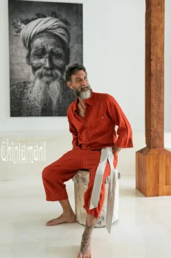 Chintamani Alchemistry Linen Men's Overalls / Red Ohre^ Jumpsuit