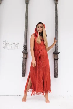 Chintamani Alchemistry Linen Shirt Dress / Red Ochre^ Kimono & Cover Up|Shirt Dress