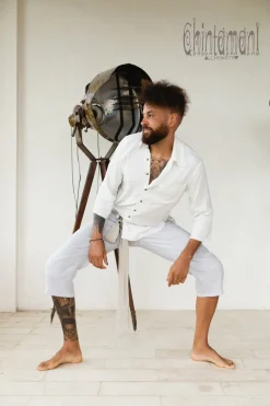 Chintamani Alchemistry Linen Short Pants / Light Gray^ Pants