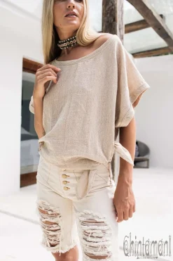 Chintamani Alchemistry Linen & Silk Shirt / Beige^ T-shirt & Tunic