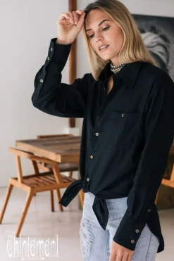 Chintamani Alchemistry Linen & Silk Shirt / Black^ Button Shirt
