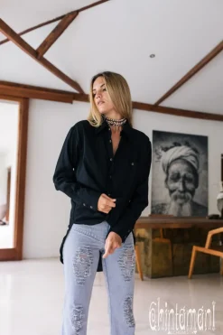 Chintamani Alchemistry Linen & Silk Shirt / Black^ Button Shirt
