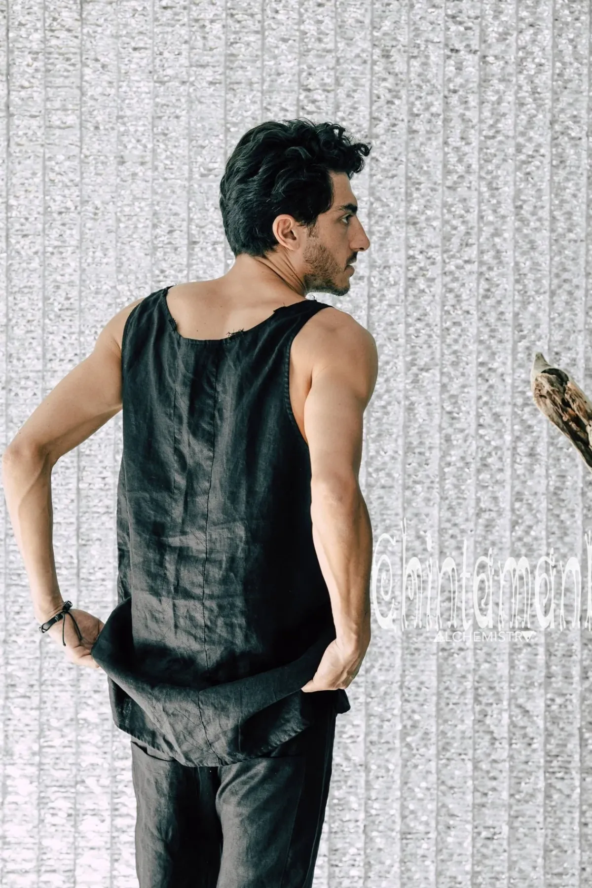 Chintamani Alchemistry Linen Tank Top / Black^ Tops & T-shirt