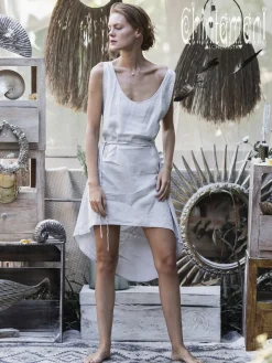 Chintamani Alchemistry Linen Tunic Dress / Grey^ Mini & Midi Dress