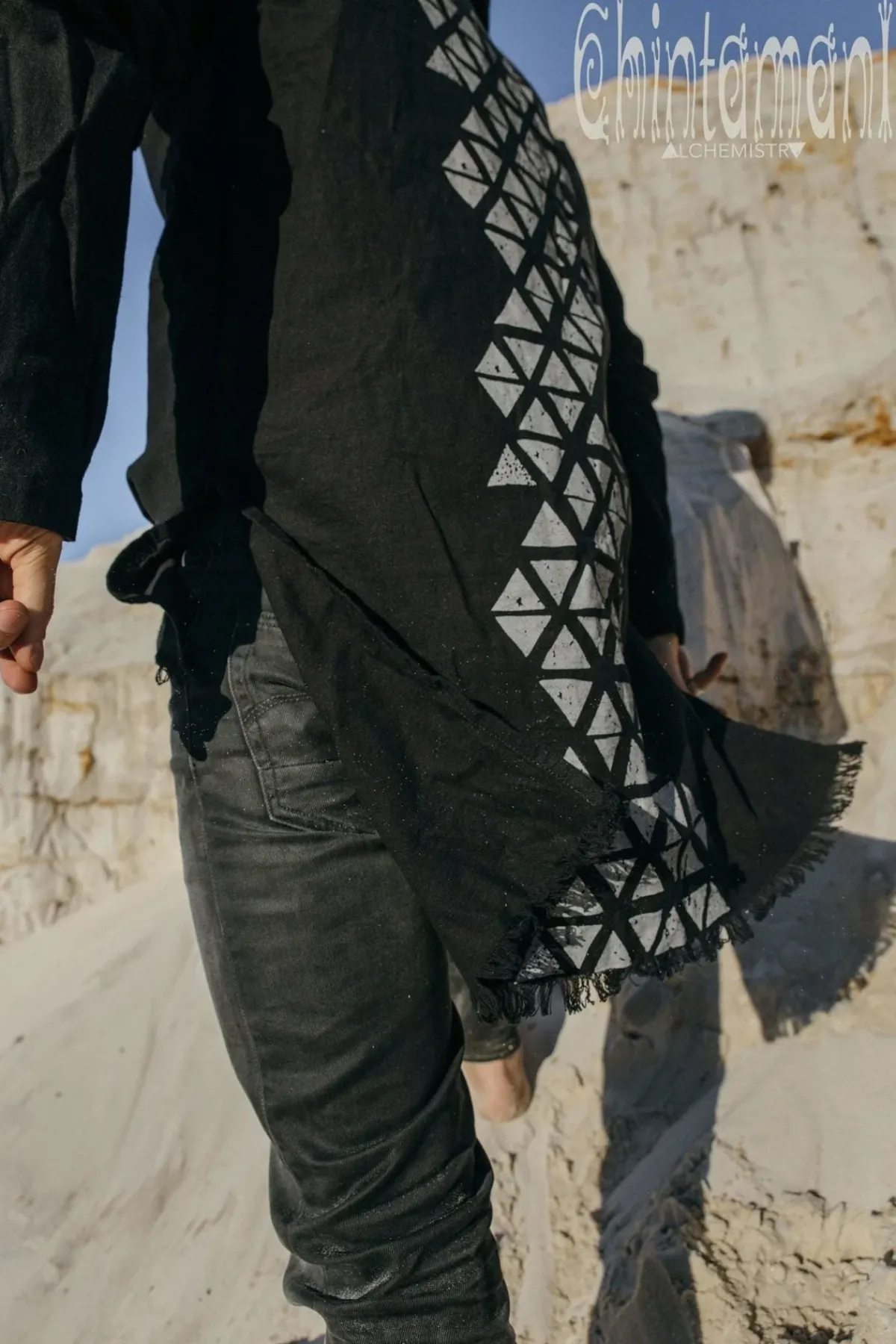 Chintamani Alchemistry Long Hooded Shirt / Black^ Button Shirt
